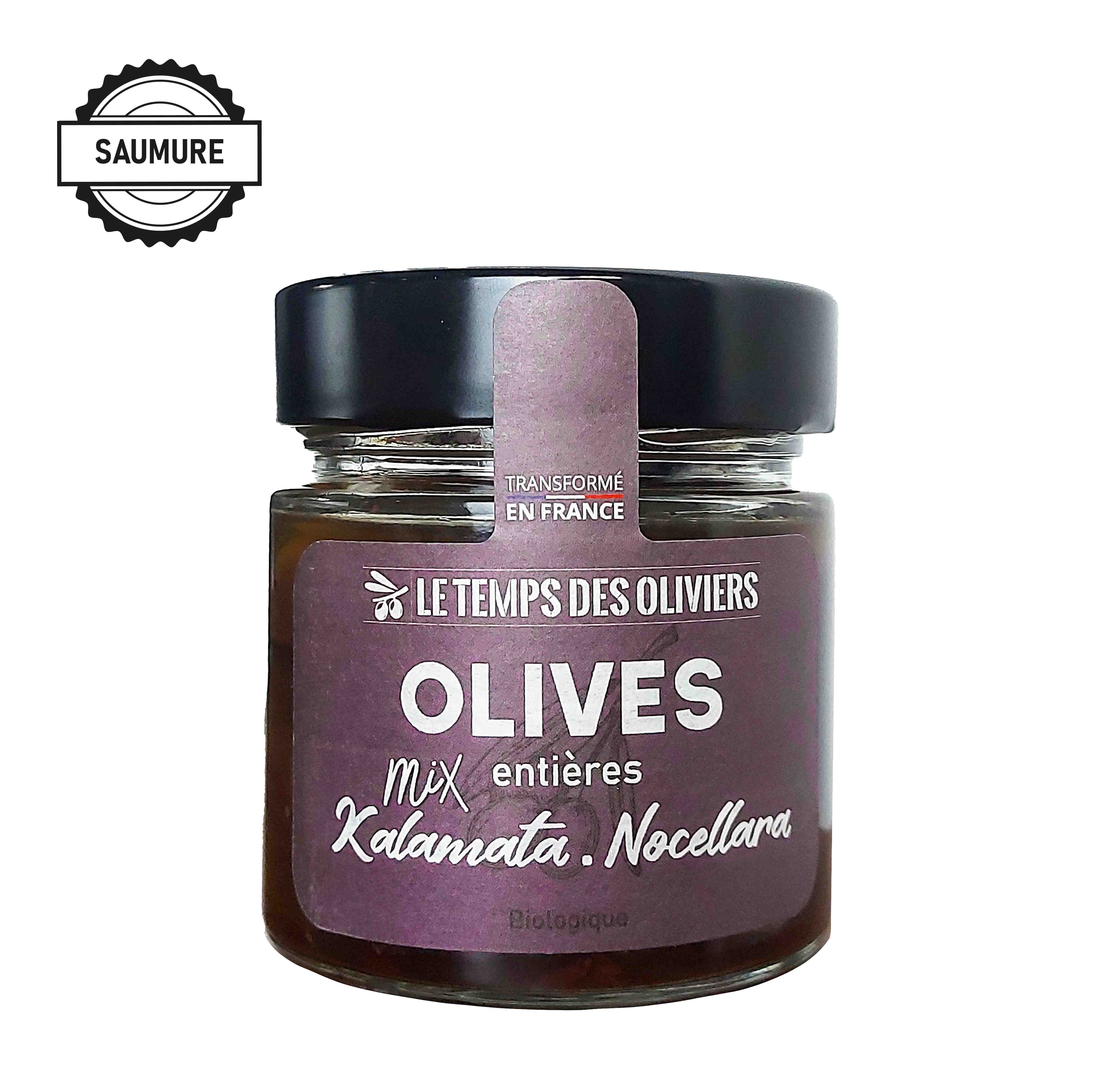 Bocal 110g - Olives Mix Kalamata / Nocellara entières bio (lot de 12)