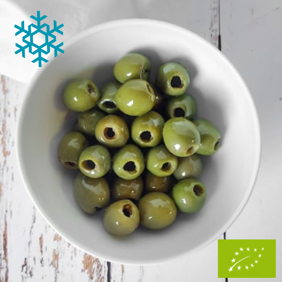 Olives vertes dénoyautées bio - saumure (2.5kg)